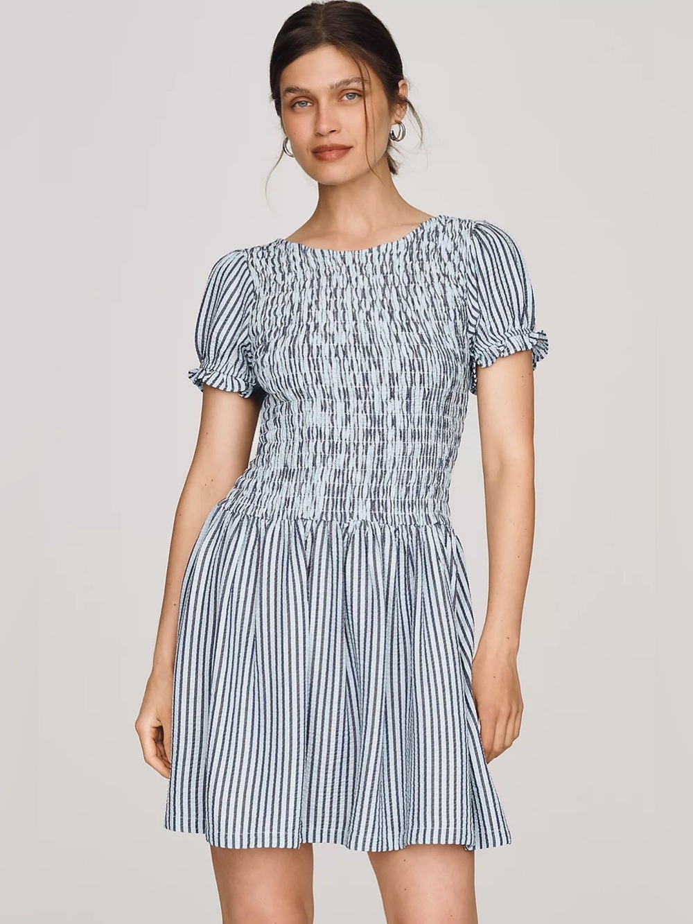 NWT Maeve Margie Smocked Stripe Mini Dress